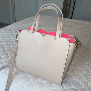 Kate Spade Scallop Purse - Cream with Bright Pink Interior